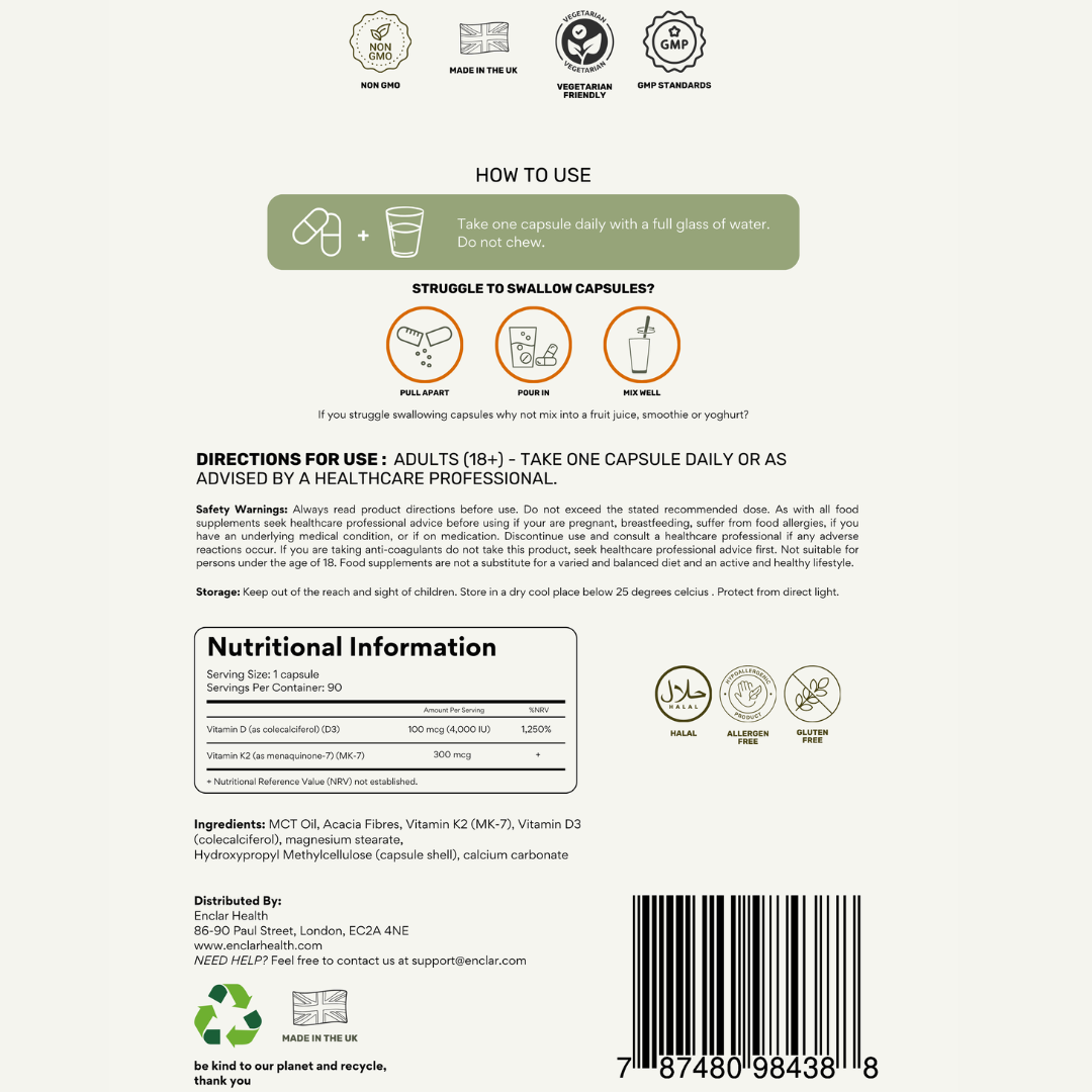 ENCLAR VITAMIN D3 K2 4000IU