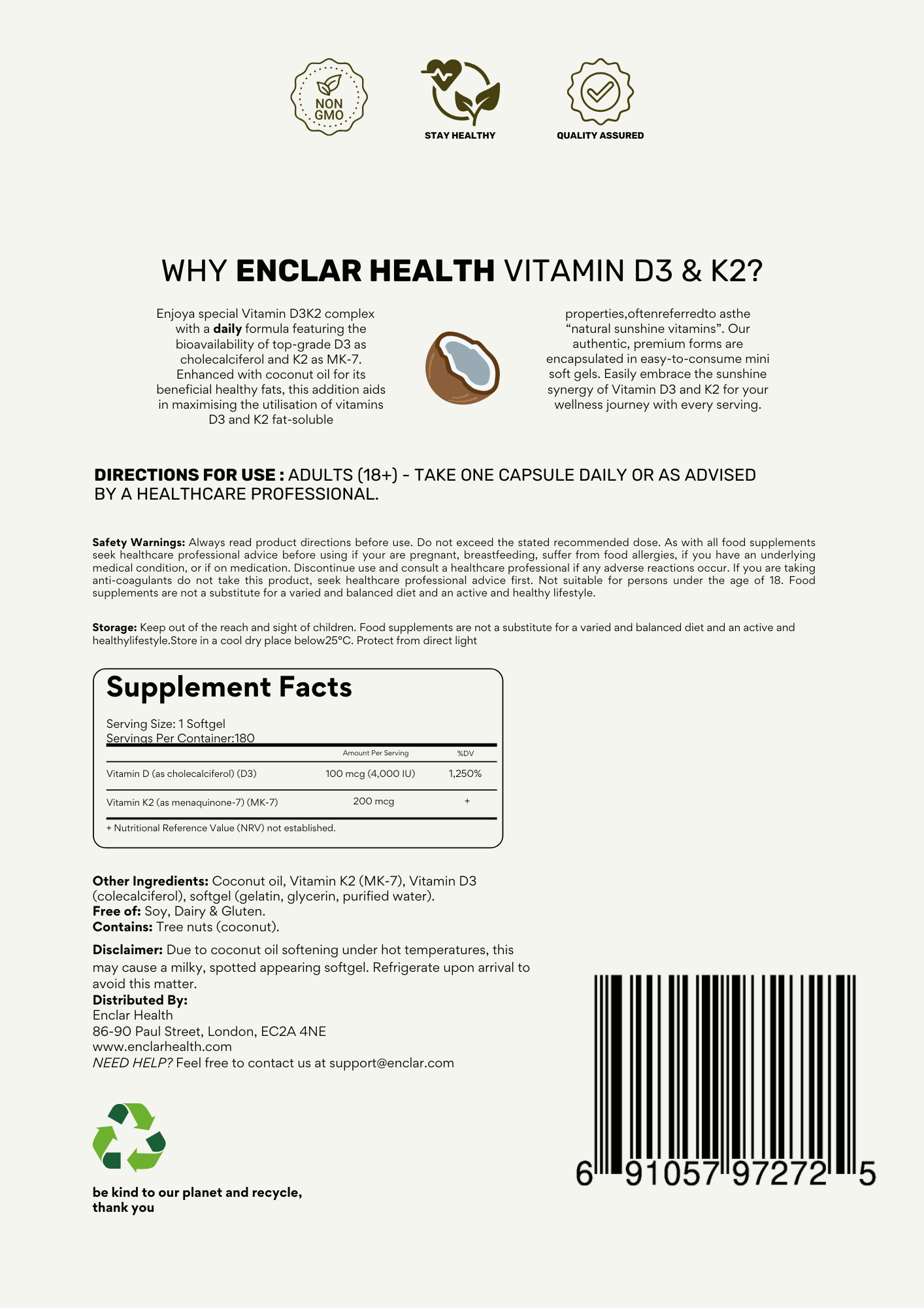 VITAMIN D3 K2 SOFTGELS - 6 MONTH SUPPLY