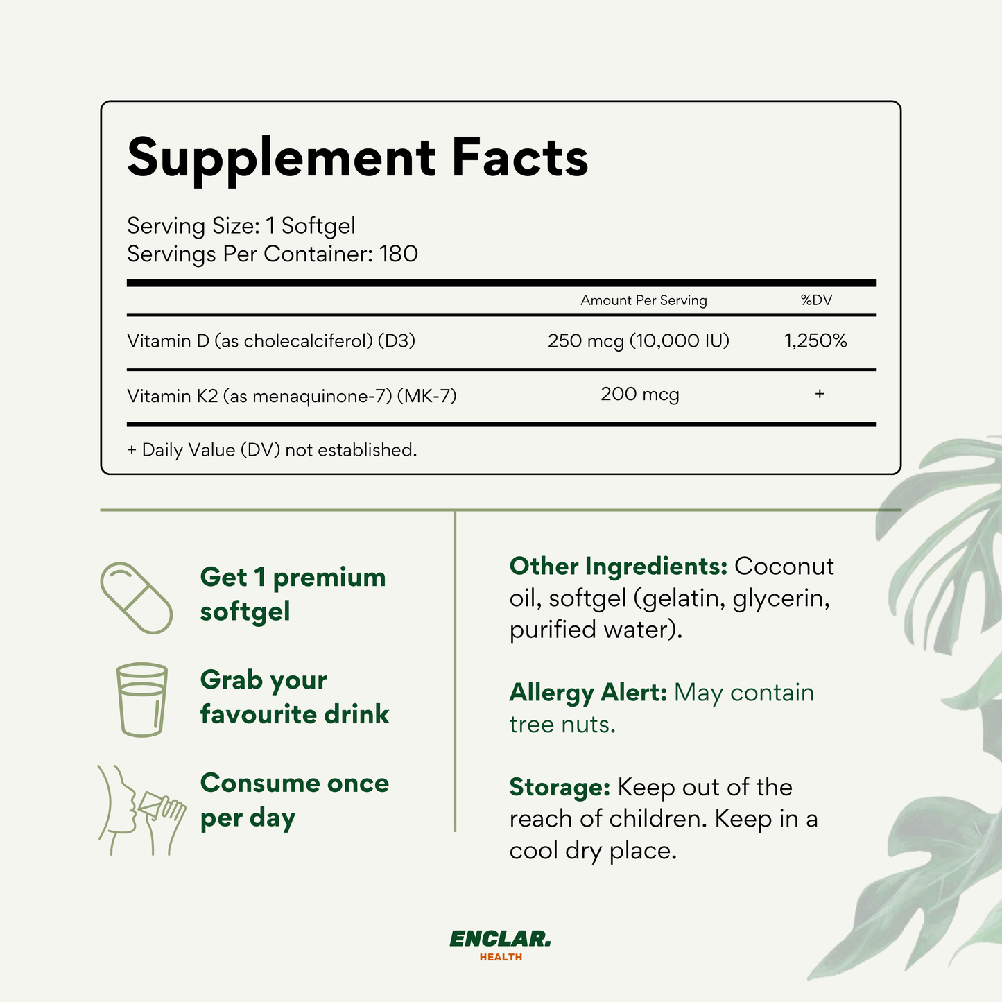 ENCLAR VITAMIN D3 K2 SOFTGELS